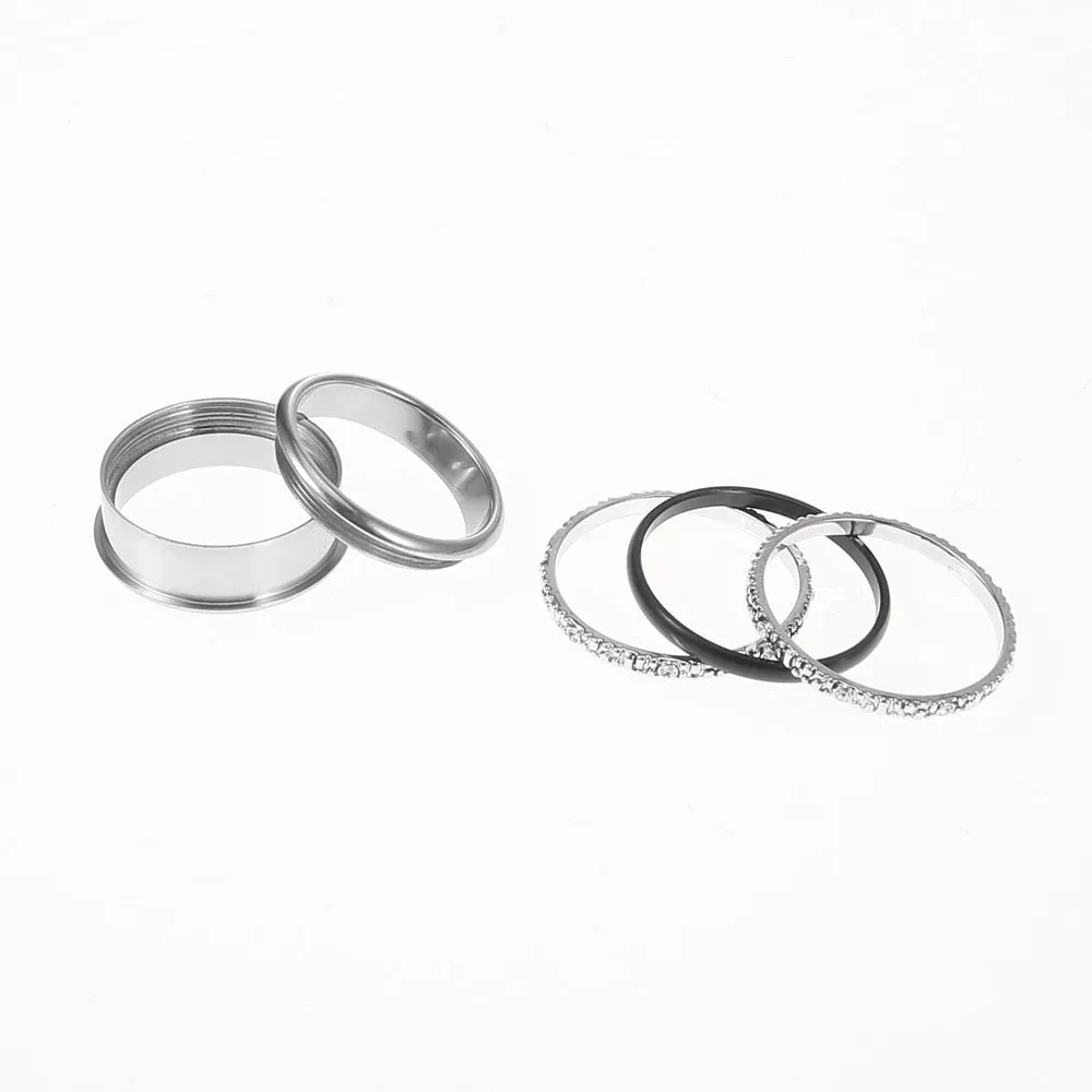 Original Black Stainless Steel, Aluminum, and Stackable, Rotatable, and Interchangeable Ring