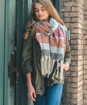 Oversized Olive Tassel Scarf