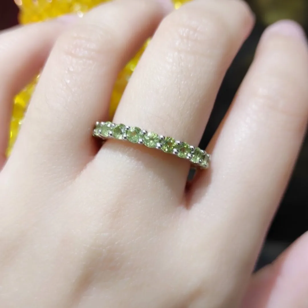 Peridot Eternity Ring 18K White Gold
