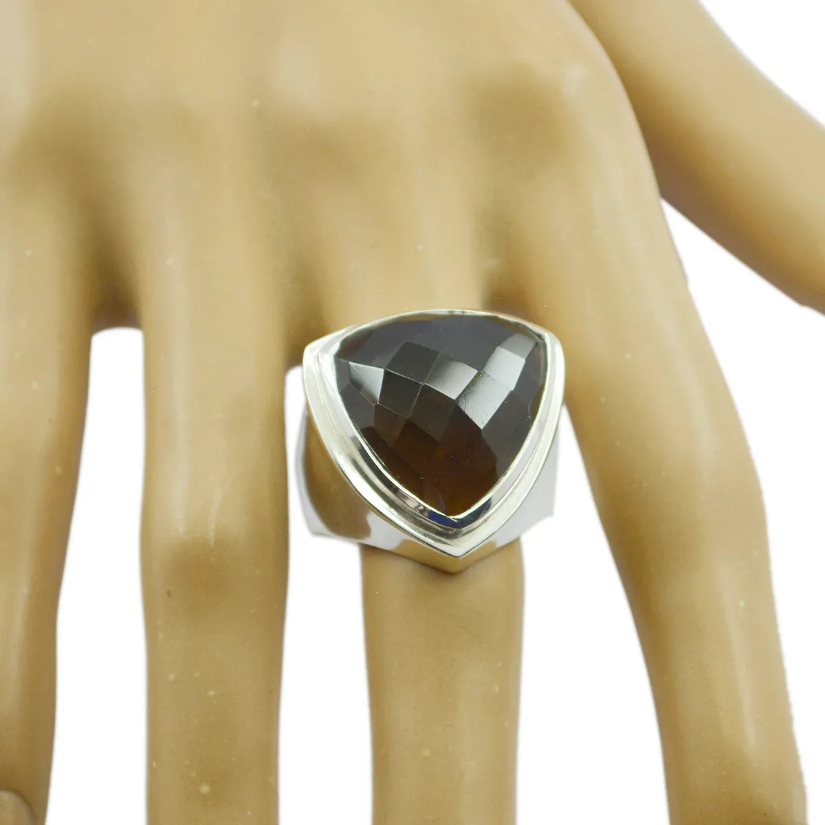 Resplendent Gem Smoky Quartz 925 Silver Rings Mens Jewelry Boxes