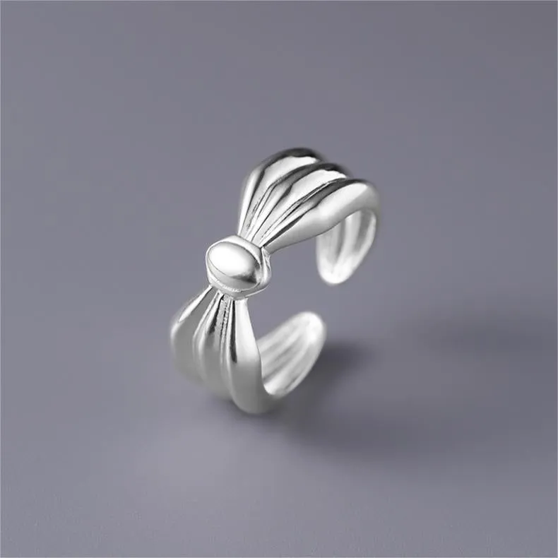 Silver Drift Band Rope Knot Plain Ring