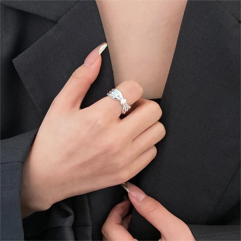 Silver Drift Band Rope Knot Plain Ring