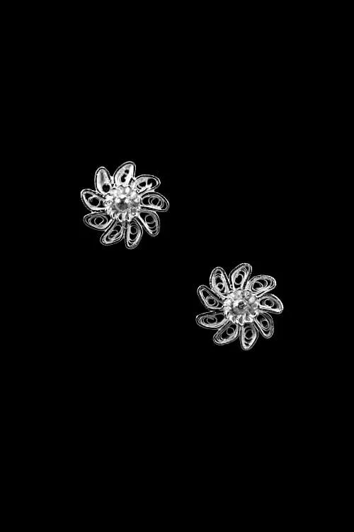 Silver Linings "Chakri" Silver Filigree Handmade Studs Earrings