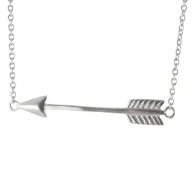 Sterling Silver Horizontal Arrow Pendant Necklace 17 inch