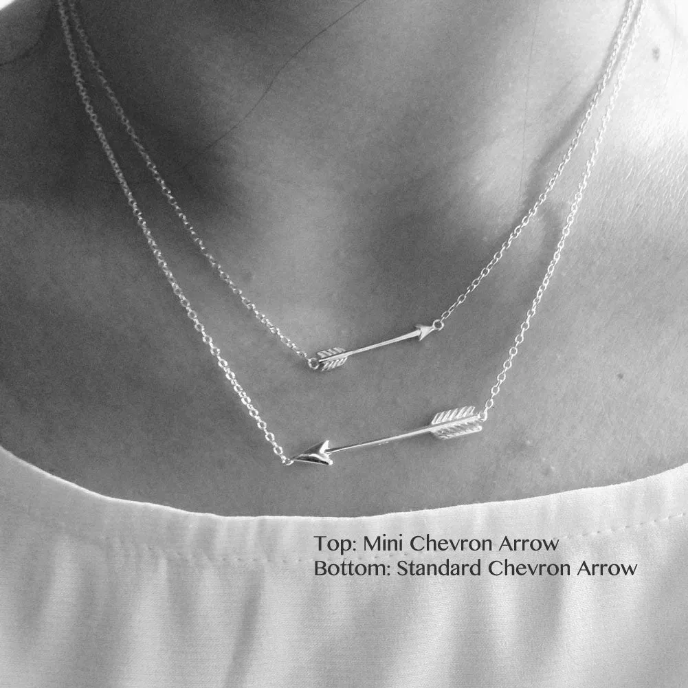 Sterling Silver Horizontal Arrow Pendant Necklace 17 inch